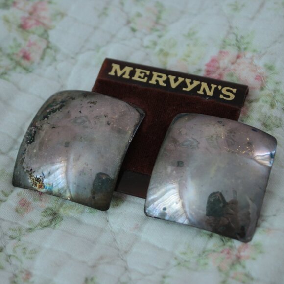 True Vintage 1990s Sterling Silver Mervyn's Classic Square Chunky Earrings - Picture 1 of 4